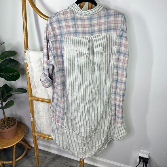 Listicle Plaid Mix Match Tunic Dress Top sz L - Picture 8 of 10